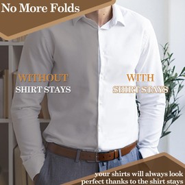 STAY GENT Y-Style Shirt Stays to Keep Shirt Tucked In, 2Pcs Shirt Garters for Men with Non-slip Clamps, Adjustable Shirt Suspenders Holder for Police, Military, Business, Daily Wear (Striped)