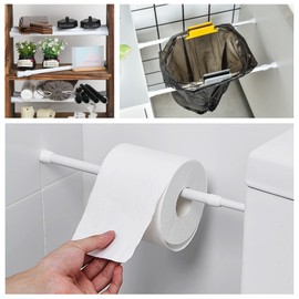 6Pcs Tension Rod, Goowin 25-40cm Tension Rods for Windows, No Drilling Rustproof Spring Adjustable Tension Curtain Rod for Doors, Windows, Wardrobe Bars, Drying Support Rods (White)