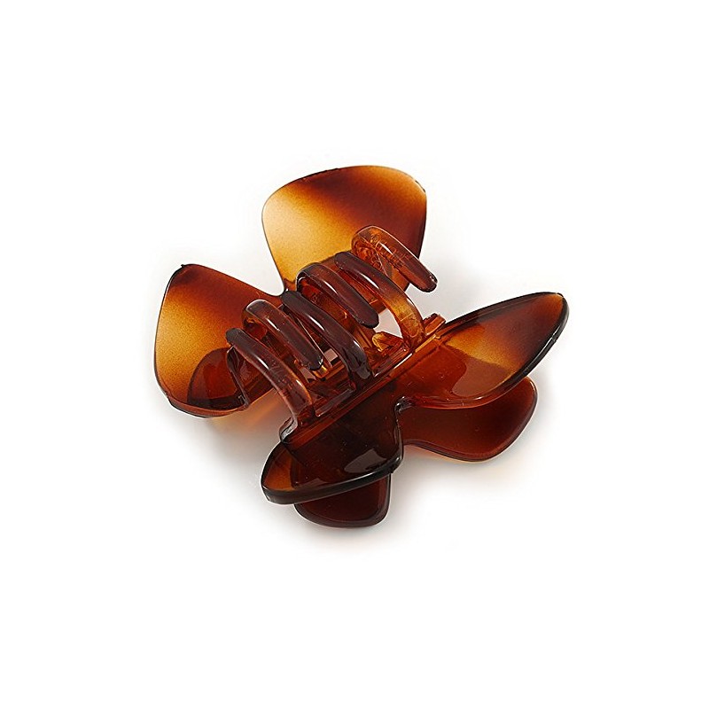 Medium Butterfly Brown Acrylic Hair Claw - 60mm Width