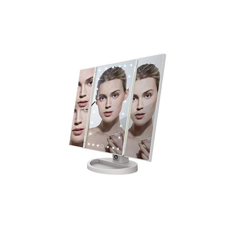 PURSONIC TM24FWH 24 LED Tri Fold Vanity Mirror 2X and
