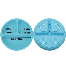 PandaEar Divided Unbreakable Silicone Baby and Toddler Plates - 3 Pack - Non-Slip - Microwave Safe - Silicone (Blue Green Yellow)