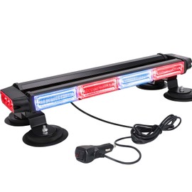 MIRUNNY 18.6" Emergency Strobe Lights Bar for Trucks Waterproof Double Side Safety Warning Traffic Advisor Beacon Flashing Light Bar with Magnetic Base for Snow Plow,Vehicles（Blue/Red）