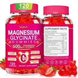 Magnesium Glycinate Gummies 600mg, Chewable Sugar Free Potassium Magnesium Gummies with Magnesium Glycinate, Vitamin D, B6 and CoQ10 for Sleep,...    
