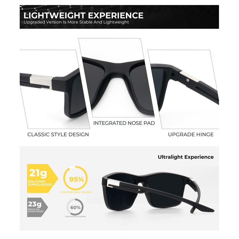 KALIYADI Polarized Sunglasses Men Mens-Sunglasses: Unisex Polarized Sun Glasses Lightweight