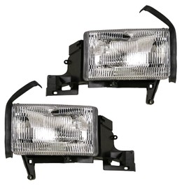 TRQ 2 Piece Headlight Assembly Set Driver & Passenger Side Compatible with 1994-2001 Dodge Ram 1500 Without Sport Package 1994-2002 2500 Without Sport Package 1994-2002 3500 CH2518108 CH2519108