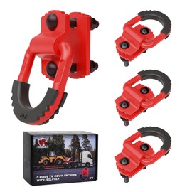 AMBULL D-Ring Tie Down Anchors with Rubber Isolators, 4 Pack Heavy Duty 10 Ton Capacity Carbon Steel, Bolt-On with Mounting Hardware, Zinc & Powder Coated for Trailer, Truck, Pickup, Garage-Red