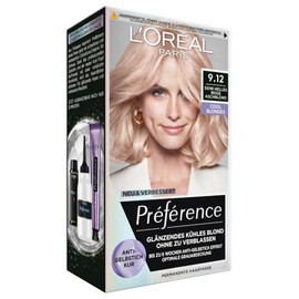 L'Oréal Paris 1 x Permanent Hair Colour, Cool Colour Result, Set with Préférence Cool Blondes Colour and Anti Yellow Tint Care Balm, No. 9.12 Very Light Beige-Ash Blonde (Alaska)