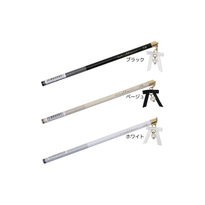 Ribbon Stationery Pencil with Ribbon Charm 2B Round Shaft [Beige]