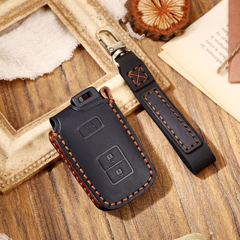 SANRILY Leather Key Fob Cover for Toyota 4runner 2021 Tacoma