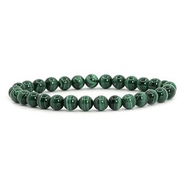 Natural Malachite Gemstone 6mm Round Beads Stretch Bracelet 6.5"