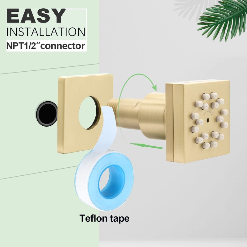 2 Functions Brass Shower Body Sprayer Jet in Wall, Rainfall