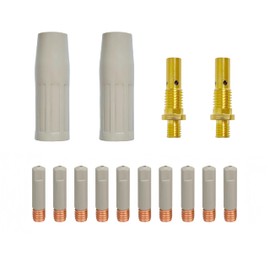TimelyDu 14pcs Mig Welding Torch Accessory Kit with Non-Stick Coating; .035" Ceramic Welding Tips MIG Welder Accessories,For Lincoln Magnum 100L Weld-Pak,gas nozzles 21-50 1/2",gas diffusers (0.035”)