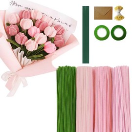 TanyoKing Set di 400 detergenti per pipa per fai da te, 4 colori, con 20 fili verdi per bricolage, nastro regalo, nastro adesivo