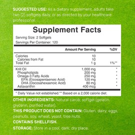 DEAL SUPPLEMENT 2 Pack Antarctic Krill Oil, 1,000mg Per Serving, 480 Softgels – Mercury Free, No Fishy Taste – Rich in Omega-3s, EPA, DHA, Astaxanthin, & Phospholipids – Non-GMO, No Gluten