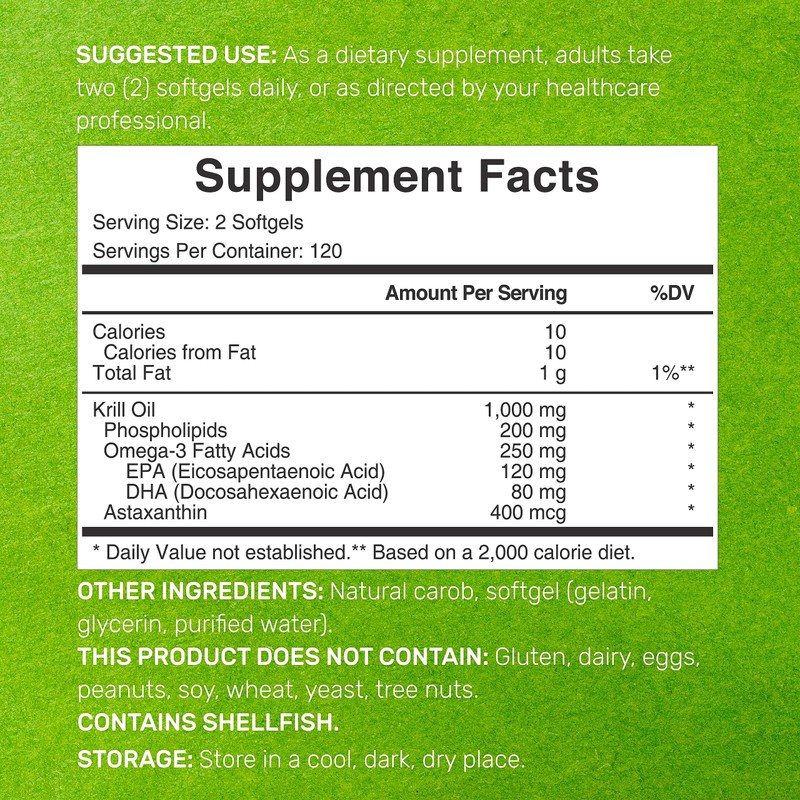 DEAL SUPPLEMENT 2 Pack Antarctic Krill Oil, 1,000mg Per Serving,