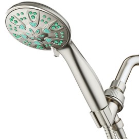 AquaDance Antimicrobial – Anti-Clog High-Pressure 6-Setting Hand Shower with Microban Nozzle Protection from Growth of Mold, Mildew & Bacteria for Stronger Shower! 3 Jet Color Choices – 4" Coral Green