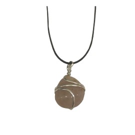 Gavya International Raw Red Rose Quartz Tumbled Crystal Healing Pendant Necklace for women relationships love, Good Luck self-love, friendship Silver Wire Wrapped Pendants Spiritual Gift