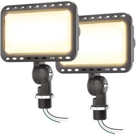 CINOTON 20W LED Flood Lights Outdoor, IP65 Waterproof Exterior Security Wall Light with 180°Knuckle, 2800LM 120V Outside Aluminum Lighting Fixture for Yard Patio Garage Doorway 3000K 2 Pack, UL Listed