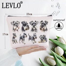 LEVLO Miniature Schnauzer Cosmetic Makeup Bag Miniature Schnauzer Lover Gift Miniature Schnauzer Mama Travel Bag Miniature Schnauzer Merchandise, Miniature Schnauzer, Cosmetic bag