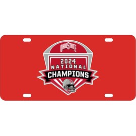 Ohio State Buckeyes National Champs License Plate 2024 Shield Red