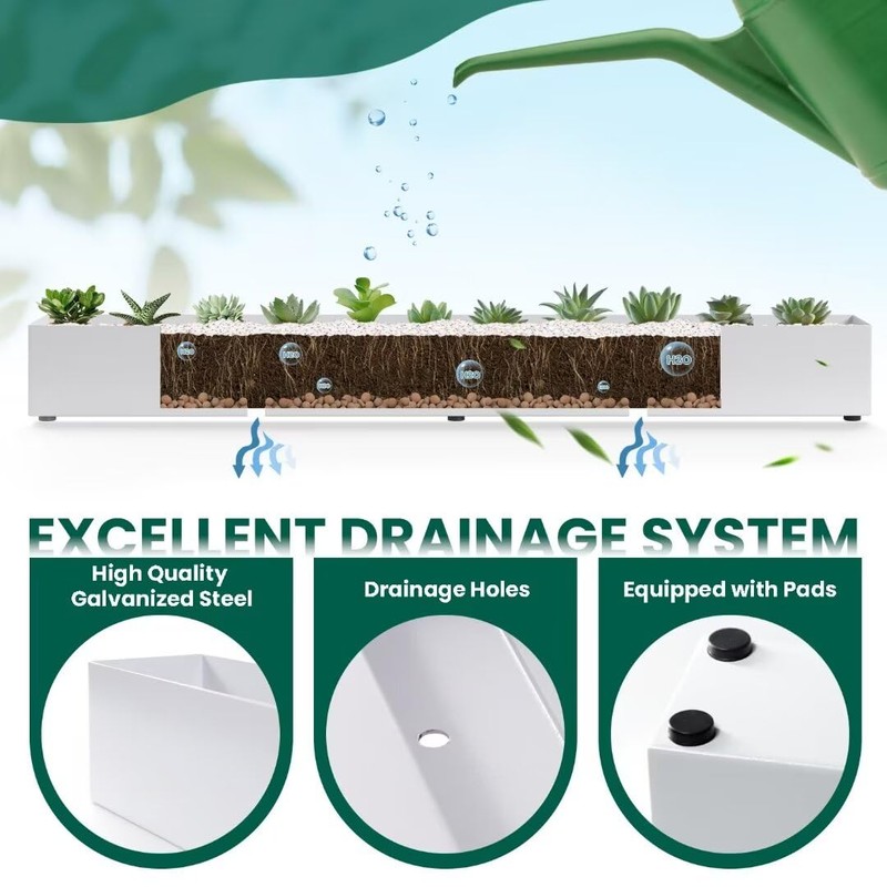 GZGNEEVL Window Sill Planter Box Trough Rectangle Planter Long Window