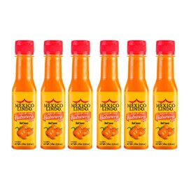 Mexico Lindo Red Habanero Hot Sauce | Real Red Habanero Chili Pepper | 78,200 Scoville Level | Enjoy with Mexican Food, Seafood & Pasta | 4.5 Fl Oz Bottle (Pack of 6)