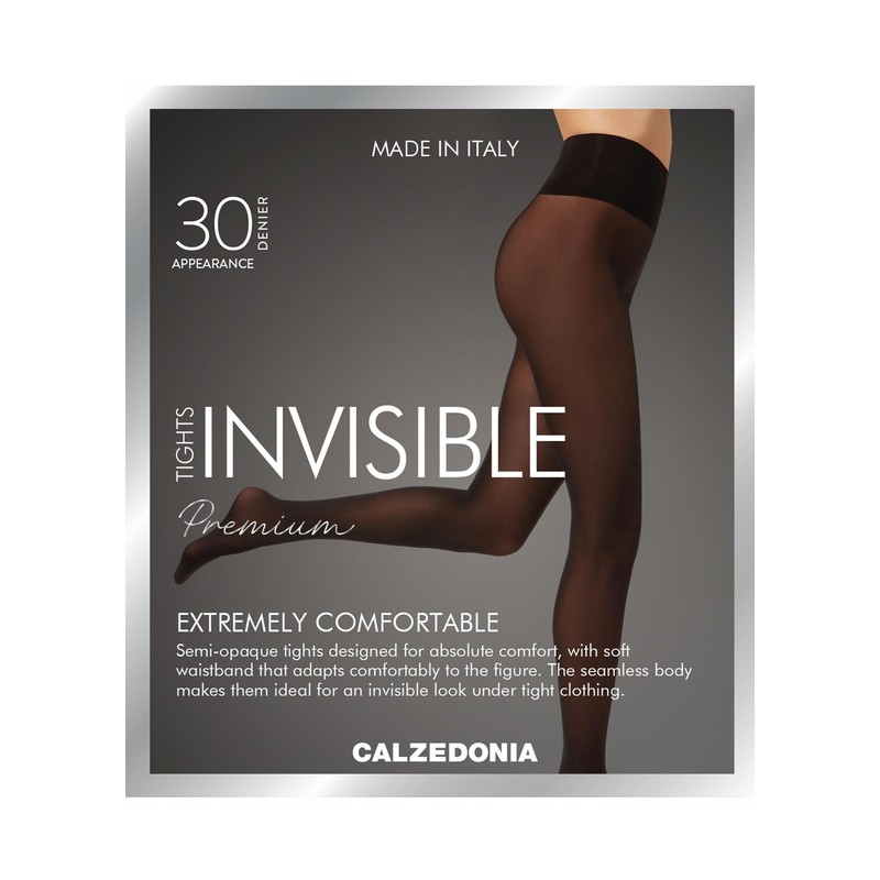CALZEDONIA Woman's 30 Denier Invisible Tights in Black, Size M