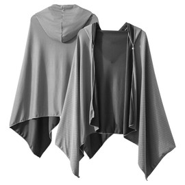 BARDATS Cooling Poncho, Cool Cape, Cooling Towel, UV Protection, Poncho, Sun Protection, Heatstroke Protection, Cool Touch, Quick Drying, Lightweight, Absorbent, Sports, Extra Large Size, 63.0 x 43.3 inches (160 x 110 cm), Everyday Use, Unisex (Light Gray)
