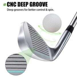 MAZEL Golf Individual Iron 1,2,3,4,5,6,7,8,9, Golf Iron with Steel Shafts for Right Handed Golfers (Stainless Steel,Blue Silver, PW, Stiff, Right)