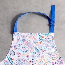 Maison d' Hermine Cloth Apron 100% Cotton 1 Piece Adjustable Neck Strap Easter Clothapron with Center Pocket & Long Ties for Women, Men, Banquet, Indian Floral - Spring/Summer (70 cm x 85 cm)