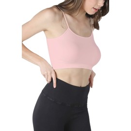 NIKIBIKI Women Seamless Classic Crop Top Bralette, Made in U.S.A, One Size (Sugar Pink)