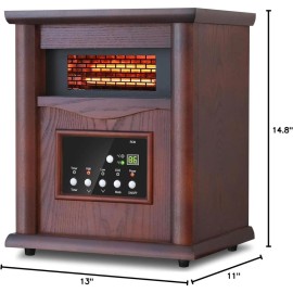 Trustech Infrared Electric Space Heater 1500W w/ Remote Control ECO Mode Cherry