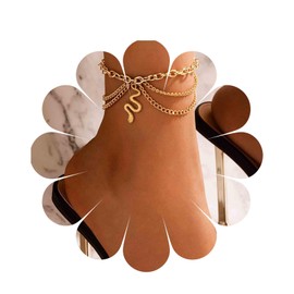 Aneneiceera Punk Layered Snake Anklet Bracelet, Gold Snake Anklet, Chunky Snake Anklet, Multi Chain Anklet, Vintage Anklet, Jewelry for Women and Girls