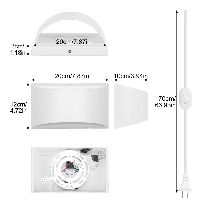 Lightess Plug in Wall Sconces 12W Modern LED Wall Light