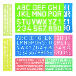 8-Piece Plastic Letter Stencil, Number Alphabet Stencil, Small Number, Stencils Ruler Guide Set for Children Learning Drawing Stencil Painting DIY (Random Colours)