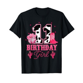 Happy 11th Birthday Girl Outfit Rodeo Western Cowgirl Cowboy T-Shirt