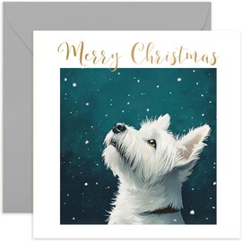 West Highland Terrier Dog Christmas Card for Men and Women - Xmas Gifs for Pet Owner from Dog - Beautiful Festive Artwork - Keepsake Present for Husband Wife Mum Dad - Blank Inside with Envelope