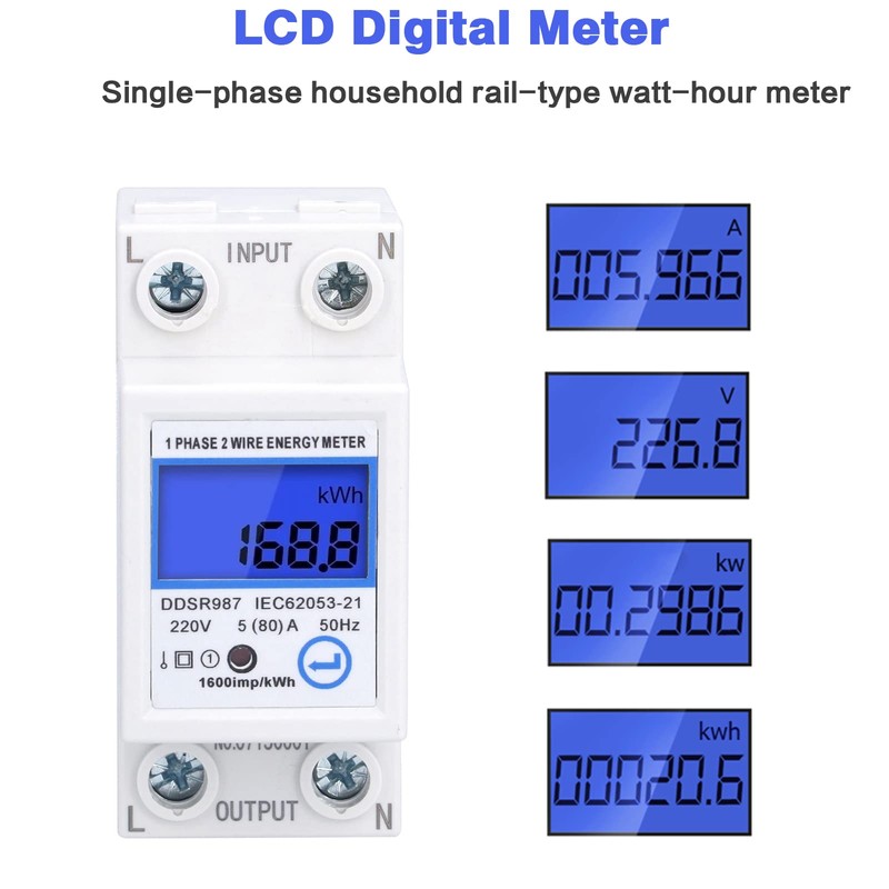 Digital Electricity Meter LCD Digital Electricity Meter Single Phase DIN