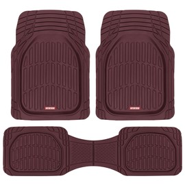 Motor Trend FlexTough Floor Mats for Cars, Burgundy Deep Dish All-Weather Car Mats, Waterproof Trim-To Fit Automotive Cars Trucks SUV, Universal Liner Accessories