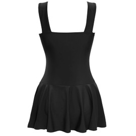 AONTUS Womens One Piece Swimsuits Athletic Bottoms Swimwear with Sleeves Black