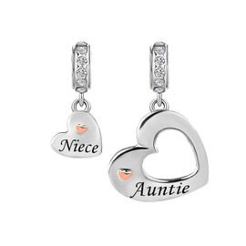 SBI Jewelry Niece Auntie Charm for Bracelets Love Heart Family Dangle Pendant Gift for Aunt Niece Cousin Mum Sister Best Friends