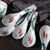 Ceramic Soup Spoons set, Chinese Style Glaze Porcelain Rice Spoons,