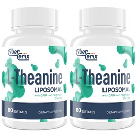 CyberCerix Liposomal L-Theanine 500mg, Complex with GABA 200mg & Magnesium 100mg, Extra Strength Supplement for Calm, Relaxation & Focus, Gluten Free - 120 Capsules