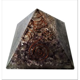 Purpledip Amethyst Pyramid with Crystal Quartz Energy Rod: Good Luck Healing Charm, Divine Spiritual Crystal Stone (11509)