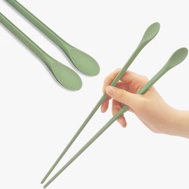 RECOHOME Premium Korean Silicone Cooking Chopsticks with Spoon Tip – 12 Inch Heat Resistant Kitchen Tool