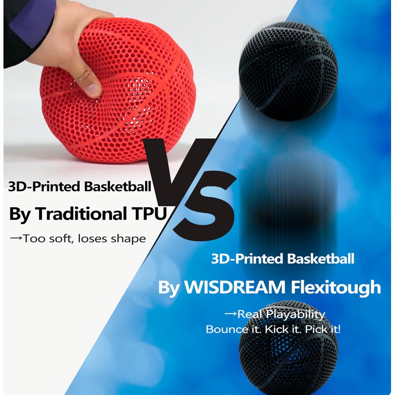 WISDREAM FlexiTough Flexible Filament Specifically for Printing Real-Game Bouncy Airless