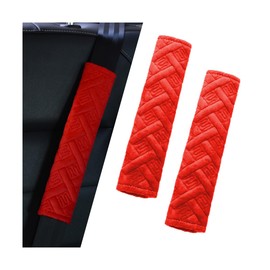LKAHG 2PCS Car Seat Belt Cover Pads, Soft Comfortable Vehicle Seatbelt Shoulder Strap Cushion, Harness Pad to Help Protect Neck and Shoulder, Universal Automotive Interior Accessories (Red)