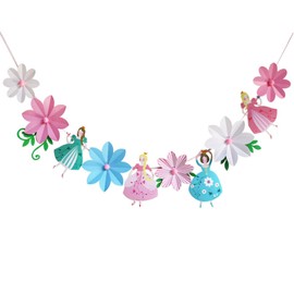 Tourima Princess Flowers Happy Birthday Garland for Birthday Decoration Girls, Children's Birthday Decoration for Party, Garland Birthday Happy Birthday Decoration, Children's Birthday Decoration