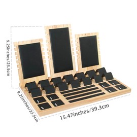 Enorteen Wooden Jewelry Display Stand Set Pendant Necklace Display Holder Ring Earrings Bracelet Tabletop Storage Organizer Stand Set Combination for Show (Black)