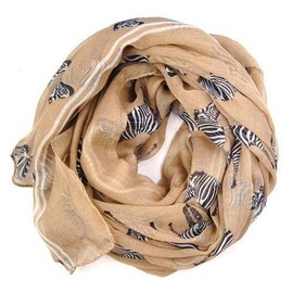 Hot Zebra Print Scarf Animal Fashion Scarves (Beige)